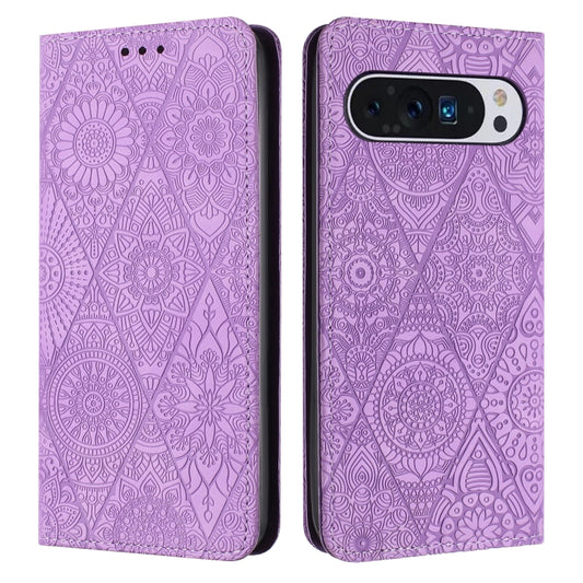 For Google Pixel 9 Pro XL Ethnic Embossed Adsorption Leather Phone Case(Purple) - Google Cases by PMC Jewellery | Online Shopping South Africa | PMC Jewellery | Buy Now Pay Later Mobicred