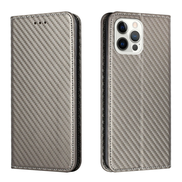 For iPhone 16 Pro Carbon Fiber Texture Magnetic Flip Leather Phone Case(Grey) - iPhone 16 Pro Cases by PMC Jewellery | Online Shopping South Africa | PMC Jewellery | Buy Now Pay Later Mobicred