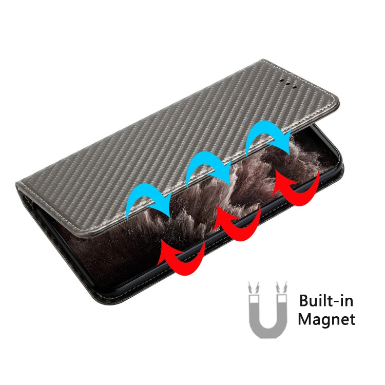 For iPhone 16 Pro Carbon Fiber Texture Magnetic Flip Leather Phone Case(Grey) - iPhone 16 Pro Cases by PMC Jewellery | Online Shopping South Africa | PMC Jewellery | Buy Now Pay Later Mobicred