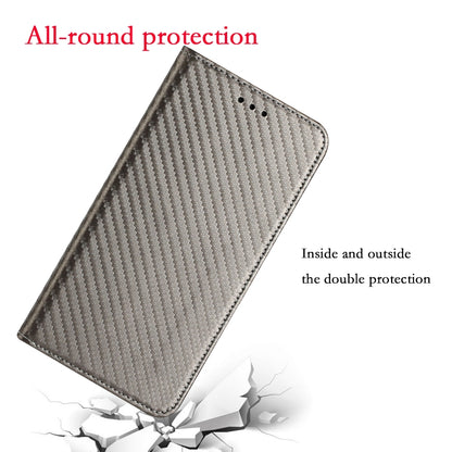 For iPhone 16 Pro Carbon Fiber Texture Magnetic Flip Leather Phone Case(Grey) - iPhone 16 Pro Cases by PMC Jewellery | Online Shopping South Africa | PMC Jewellery | Buy Now Pay Later Mobicred