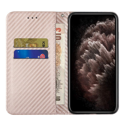 For iPhone 16 Plus Carbon Fiber Texture Magnetic Flip Leather Phone Case(Rose Gold) - iPhone 16 Plus Cases by PMC Jewellery | Online Shopping South Africa | PMC Jewellery | Buy Now Pay Later Mobicred