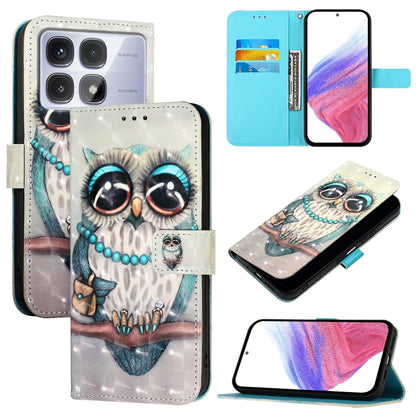 For Redmi K70 Ultra 5G Global 3D Painting Horizontal Flip Leather Phone Case(Grey Owl) - Xiaomi Cases by PMC Jewellery | Online Shopping South Africa | PMC Jewellery | Buy Now Pay Later Mobicred