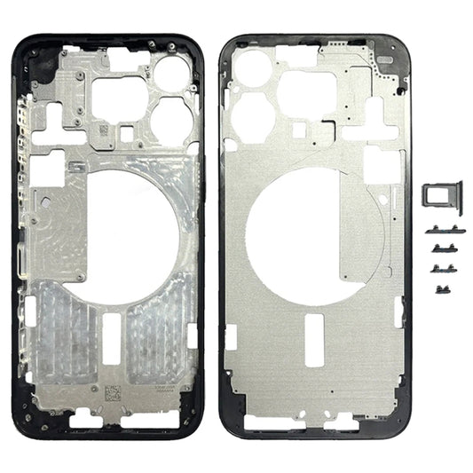 For iPhone 15 Pro Max Middle Frame Bezel Plate with Side Keys + Card Tray, Version:CE EU Version(Black) - LCD Related Parts by PMC Jewellery | Online Shopping South Africa | PMC Jewellery | Buy Now Pay Later Mobicred