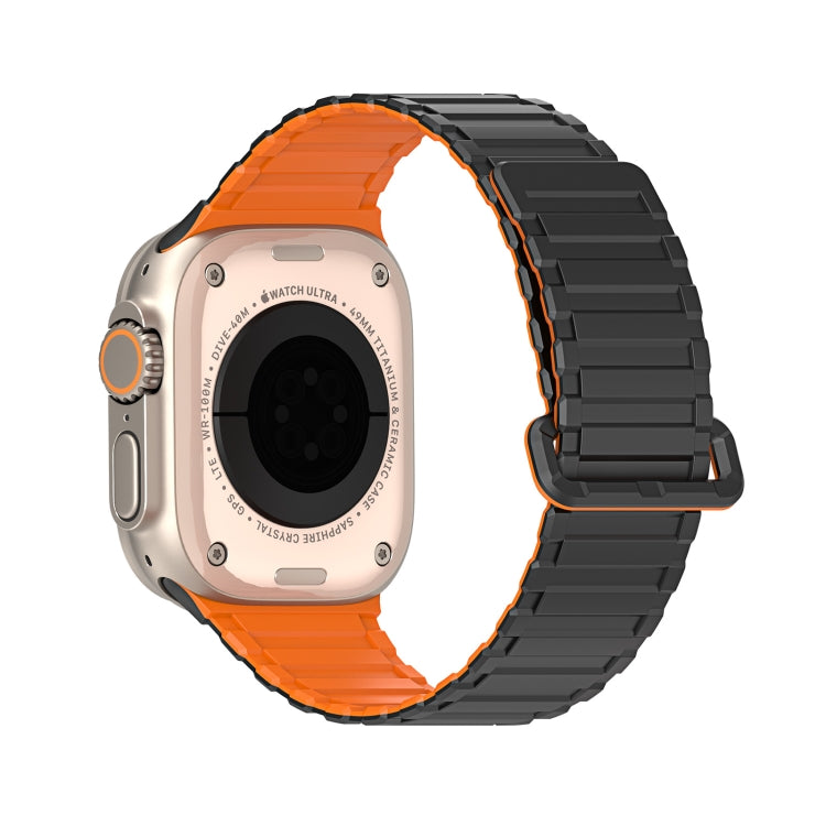 For Apple Watch SE 2023 44mm DUX DUCIS KJ Series Magnetic Buckle Silicone Watch Band(Black Orange) - Watch Bands by DUX DUCIS | Online Shopping South Africa | PMC Jewellery | Buy Now Pay Later Mobicred