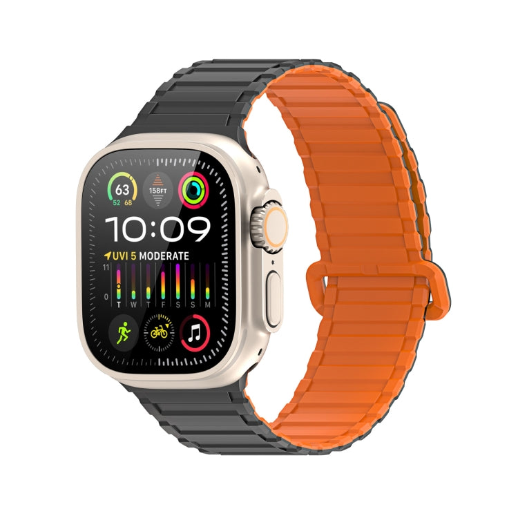 For Apple Watch Ultra 2 49mm DUX DUCIS KJ Series Magnetic Buckle Silicone Watch Band(Black Orange) - Watch Bands by DUX DUCIS | Online Shopping South Africa | PMC Jewellery | Buy Now Pay Later Mobicred