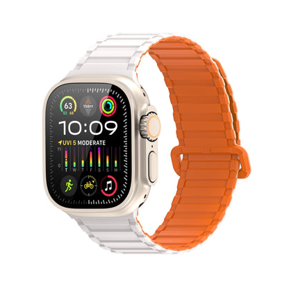 For Apple Watch Series 9 45mm DUX DUCIS KJ Series Magnetic Buckle Silicone Watch Band(Starlight Orange) - Watch Bands by DUX DUCIS | Online Shopping South Africa | PMC Jewellery | Buy Now Pay Later Mobicred