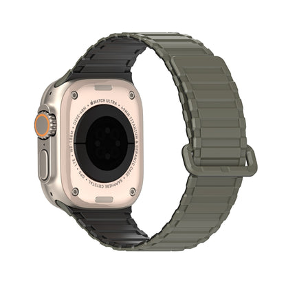 For Apple Watch Series 8 45mm DUX DUCIS KJ Series Magnetic Buckle Silicone Watch Band(Black Green) - Watch Bands by DUX DUCIS | Online Shopping South Africa | PMC Jewellery | Buy Now Pay Later Mobicred