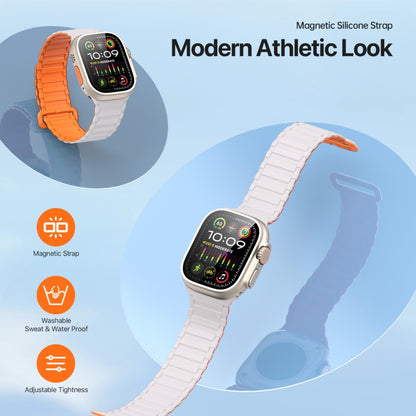 For Apple Watch Series 7 45mm DUX DUCIS KJ Series Magnetic Buckle Silicone Watch Band(Starlight Orange) - Watch Bands by DUX DUCIS | Online Shopping South Africa | PMC Jewellery | Buy Now Pay Later Mobicred