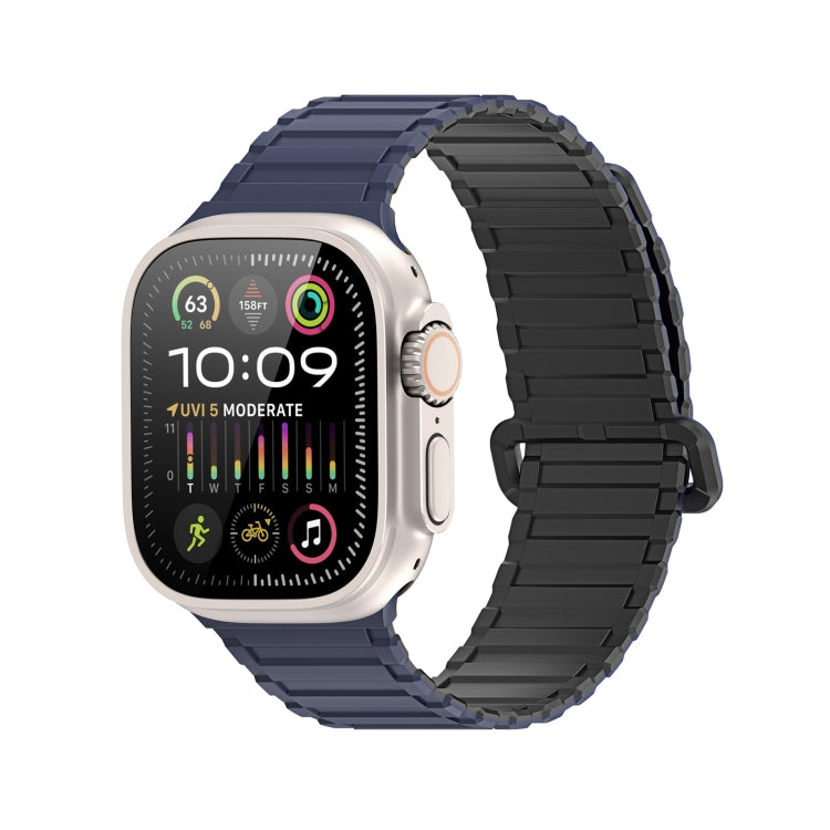 For Apple Watch Series 6 44mm DUX DUCIS KJ Series Magnetic Buckle Silicone Watch Band(Black Blue) - Watch Bands by DUX DUCIS | Online Shopping South Africa | PMC Jewellery | Buy Now Pay Later Mobicred