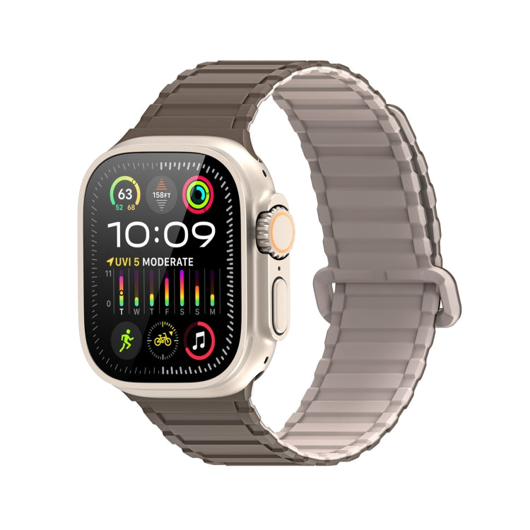 For Apple Watch Series 6 44mm DUX DUCIS KJ Series Magnetic Buckle Silicone Watch Band(Brown Grey) - Watch Bands by DUX DUCIS | Online Shopping South Africa | PMC Jewellery | Buy Now Pay Later Mobicred