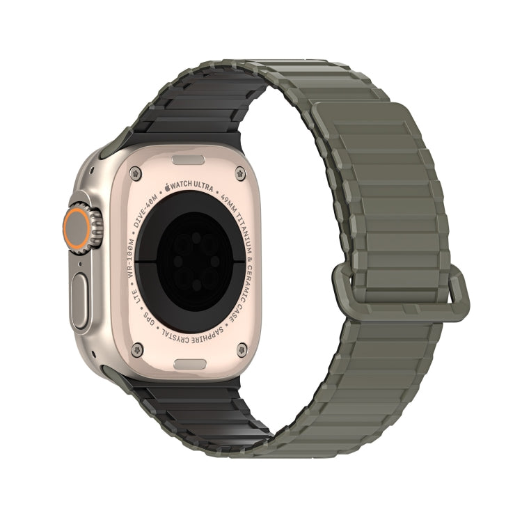 For Apple Watch Series 3 42mm DUX DUCIS KJ Series Magnetic Buckle Silicone Watch Band(Black Green) - Watch Bands by DUX DUCIS | Online Shopping South Africa | PMC Jewellery | Buy Now Pay Later Mobicred