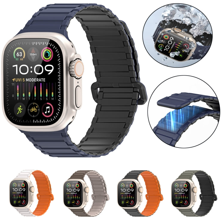 For Apple Watch SE 2023 44mm DUX DUCIS KJ Series Magnetic Buckle Silicone Watch Band(Black Blue) - Watch Bands by DUX DUCIS | Online Shopping South Africa | PMC Jewellery | Buy Now Pay Later Mobicred