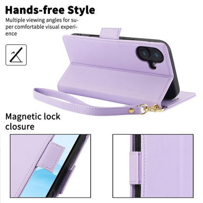 For iPhone 16 Plus Side Buckle RFID Anti-theft Leather Phone Case(Light Purple) - iPhone 16 Plus Cases by PMC Jewellery | Online Shopping South Africa | PMC Jewellery | Buy Now Pay Later Mobicred