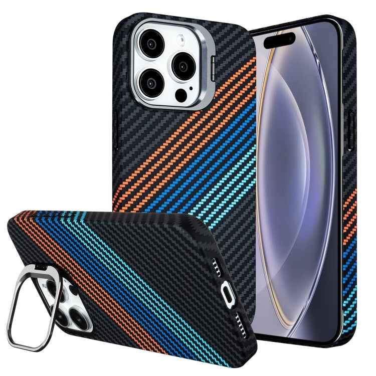 For iPhone 16 Pro Carbon Fiber Lens Holder MagSafe Magnetic Phone Case(Black) - iPhone 16 Pro Cases by PMC Jewellery | Online Shopping South Africa | PMC Jewellery | Buy Now Pay Later Mobicred