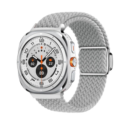 For Samsung Galaxy Watch Ultra 47mm Nylon Loop Magnetic Buckle Watch Band(Light Grey) - Watch Bands by PMC Jewellery | Online Shopping South Africa | PMC Jewellery | Buy Now Pay Later Mobicred