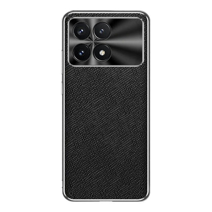 For Redmi K70 Silver Edge Cross Texture PU Leather Phone Case(Black) - K70 Cases by PMC Jewellery | Online Shopping South Africa | PMC Jewellery | Buy Now Pay Later Mobicred