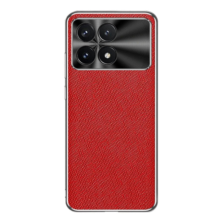 For Redmi K70 Silver Edge Cross Texture PU Leather Phone Case(Red) - K70 Cases by PMC Jewellery | Online Shopping South Africa | PMC Jewellery | Buy Now Pay Later Mobicred