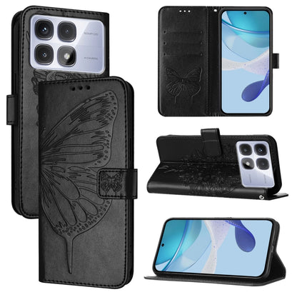 For Redmi K70 Ultra 5G Global Embossed Butterfly Leather Phone Case(Black) - Xiaomi Cases by PMC Jewellery | Online Shopping South Africa | PMC Jewellery | Buy Now Pay Later Mobicred