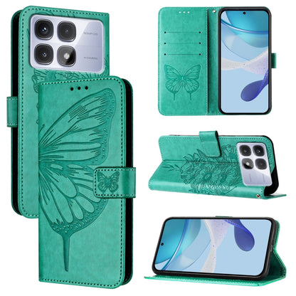 For Redmi K70 Ultra 5G Global Embossed Butterfly Leather Phone Case(Green) - Xiaomi Cases by PMC Jewellery | Online Shopping South Africa | PMC Jewellery | Buy Now Pay Later Mobicred