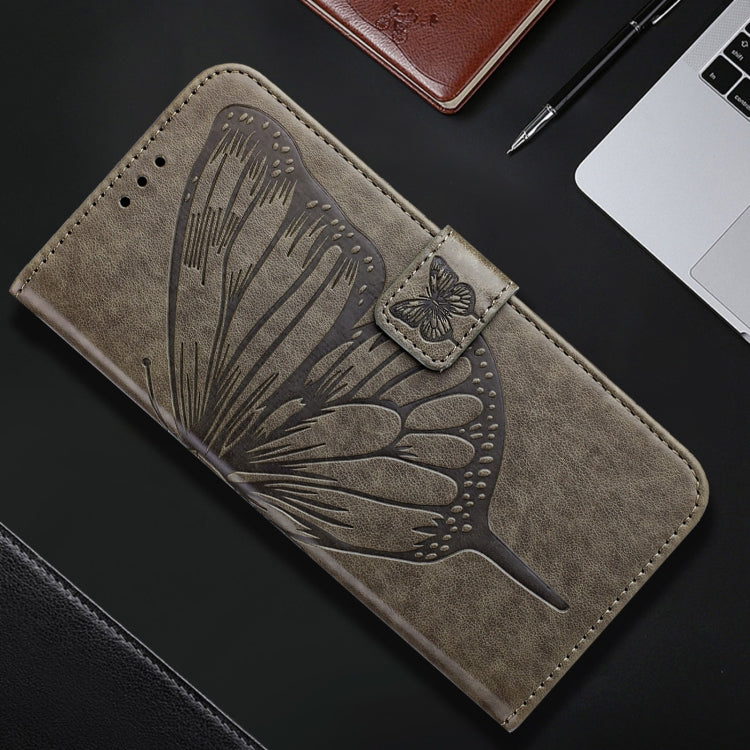 For Redmi K70 Ultra 5G Global Embossed Butterfly Leather Phone Case(Grey) - Xiaomi Cases by PMC Jewellery | Online Shopping South Africa | PMC Jewellery | Buy Now Pay Later Mobicred