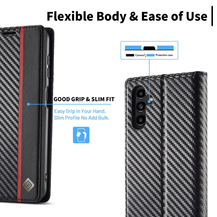 For Samsung Galaxy S24 FE 5G LC.IMEEKE Carbon Fiber Leather Phone Case(Vertical Black) - Galaxy S24 FE 5G Cases by LC.IMEEKE | Online Shopping South Africa | PMC Jewellery | Buy Now Pay Later Mobicred