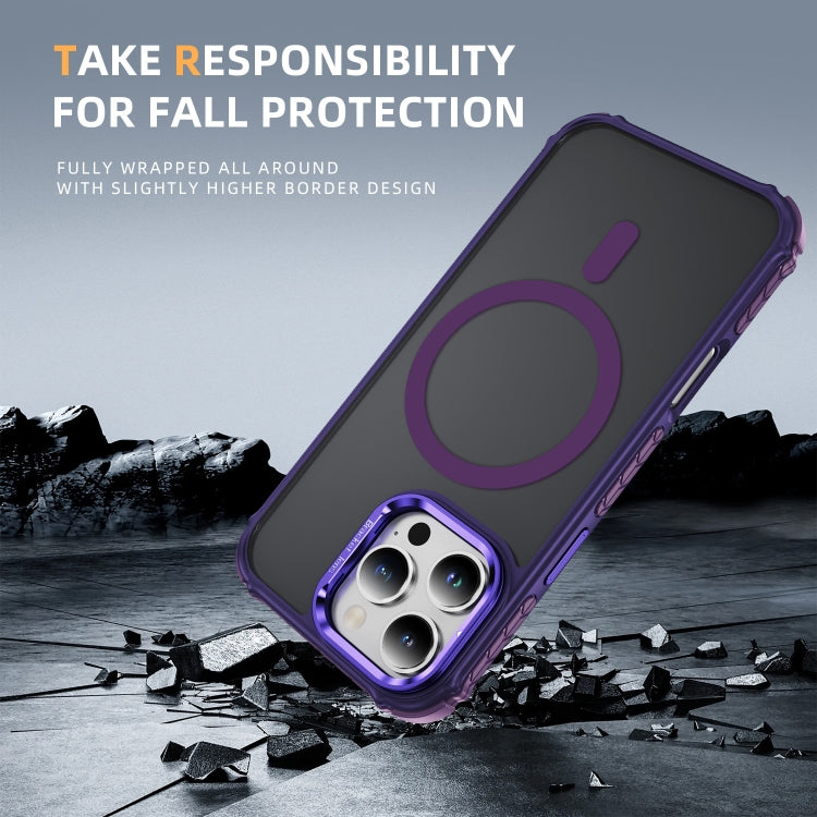 For iPhone 16 Pro Rainbow Series Skin Feel MagSafe Lens Holder Phone Case(Dark Purple) - iPhone 16 Pro Cases by PMC Jewellery | Online Shopping South Africa | PMC Jewellery | Buy Now Pay Later Mobicred