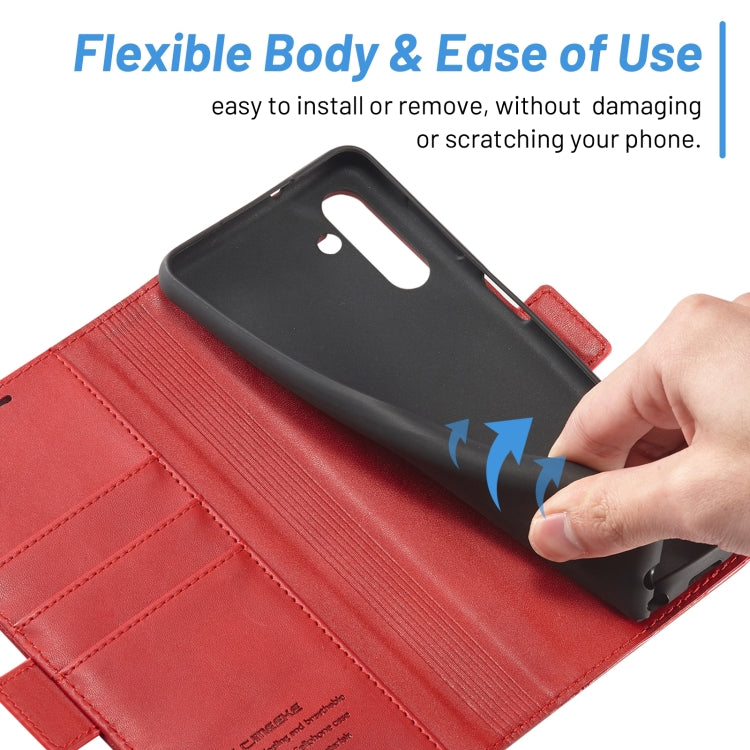 For Samsung Galaxy S24 FE 5G LC.IMEEKE Skin-friendly Card Slots Leather Phone Case(Red) - Galaxy S24 FE 5G Cases by LC.IMEEKE | Online Shopping South Africa | PMC Jewellery | Buy Now Pay Later Mobicred