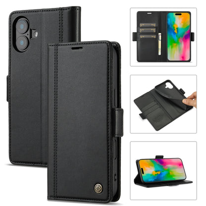 For iPhone 16 LC.IMEEKE Skin-friendly Card Slots Leather Phone Case(Black) - iPhone 16 Cases by LC.IMEEKE | Online Shopping South Africa | PMC Jewellery | Buy Now Pay Later Mobicred