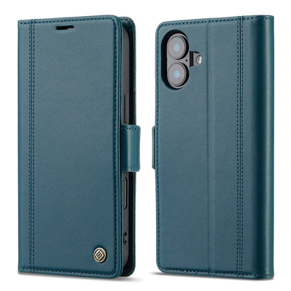 For iPhone 16 LC.IMEEKE Skin-friendly Card Slots Leather Phone Case(Blue) - iPhone 16 Cases by LC.IMEEKE | Online Shopping South Africa | PMC Jewellery | Buy Now Pay Later Mobicred