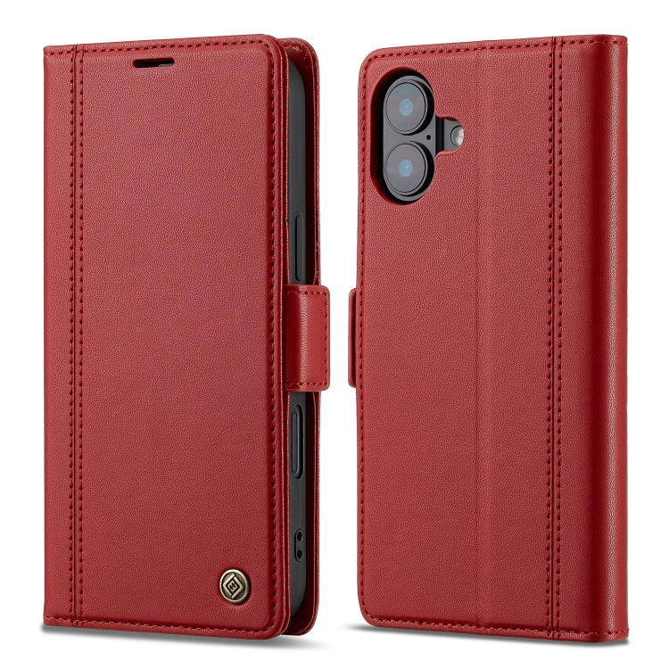 For iPhone 16 Plus LC.IMEEKE Skin-friendly Card Slots Leather Phone Case(Red) - iPhone 16 Plus Cases by LC.IMEEKE | Online Shopping South Africa | PMC Jewellery | Buy Now Pay Later Mobicred