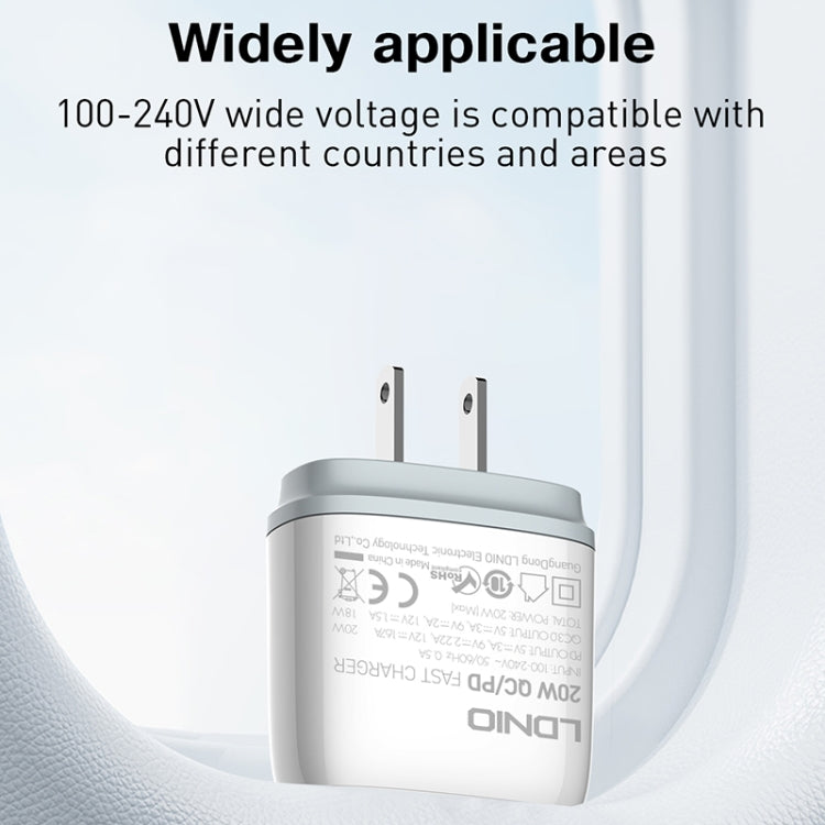 LDNIO Q229 QC3.0 / PD20W USB + Type-C Fast Charger with 1m Type-C to 8 Pin Cable, Plug Type:UK Plug(White) - USB Charger by LDNIO | Online Shopping South Africa | PMC Jewellery | Buy Now Pay Later Mobicred