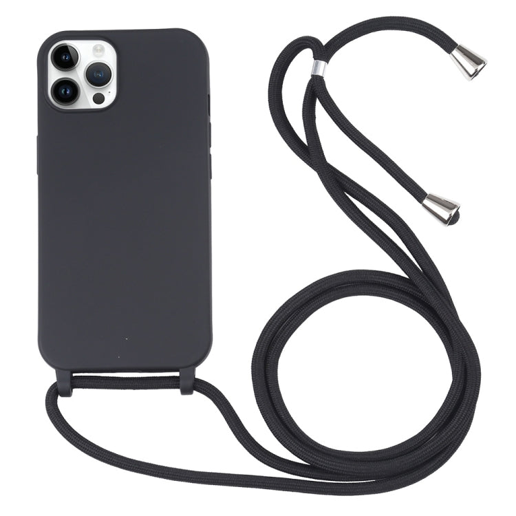 For iPhone 16 Pro Candy Colors TPU Protective Phone Case with Lanyard (Black) - iPhone 16 Pro Cases by PMC Jewellery | Online Shopping South Africa | PMC Jewellery | Buy Now Pay Later Mobicred