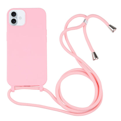 For iPhone 16 Plus Candy Colors TPU Protective Phone Case with Lanyard(Pink) - iPhone 16 Plus Cases by PMC Jewellery | Online Shopping South Africa | PMC Jewellery | Buy Now Pay Later Mobicred