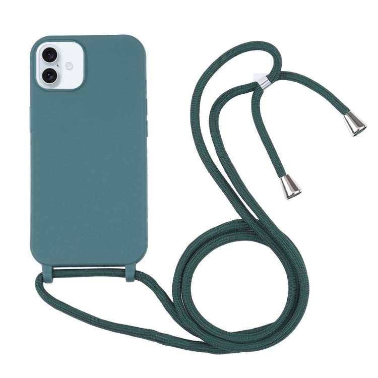 For iPhone 16 Candy Colors TPU Protective Phone Case with Lanyard(Dark Green) - iPhone 16 Cases by PMC Jewellery | Online Shopping South Africa | PMC Jewellery | Buy Now Pay Later Mobicred