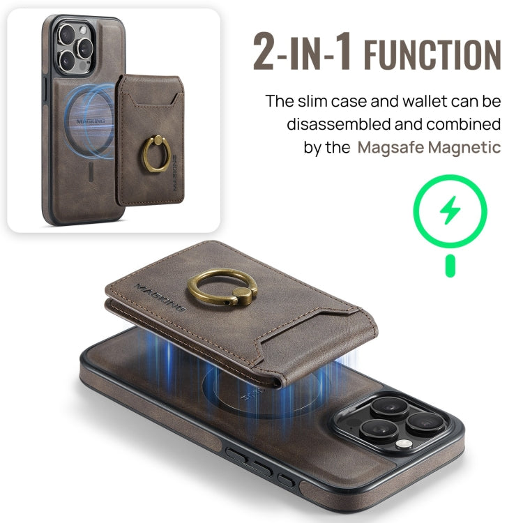 For iPhone 15 Pro Max DG.MING K1 MagSafe Detachable Wallet RFID Back Cover Phone Case(Coffee) - iPhone 15 Pro Max Cases by DG.MING | Online Shopping South Africa | PMC Jewellery | Buy Now Pay Later Mobicred