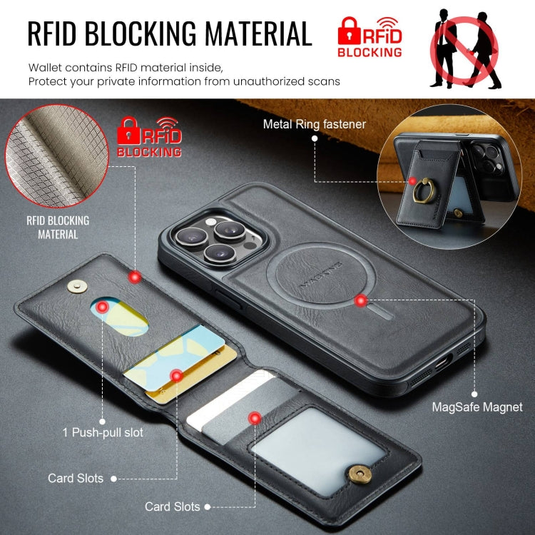 For iPhone 15 Pro Max DG.MING K1 MagSafe Detachable Wallet RFID Back Cover Phone Case(Black) - iPhone 15 Pro Max Cases by DG.MING | Online Shopping South Africa | PMC Jewellery | Buy Now Pay Later Mobicred