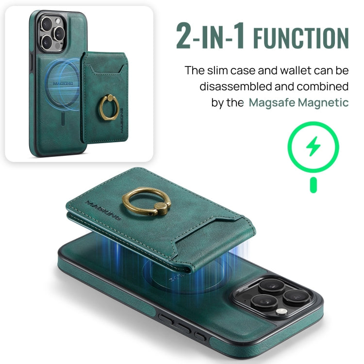 For iPhone 15 Pro DG.MING K1 MagSafe Detachable Wallet RFID Back Cover Phone Case(Green) - iPhone 15 Pro Cases by DG.MING | Online Shopping South Africa | PMC Jewellery | Buy Now Pay Later Mobicred