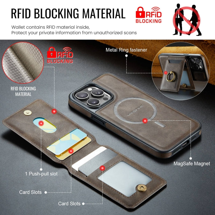 For iPhone 15 Plus DG.MING K1 MagSafe Detachable Wallet RFID Back Cover Phone Case(Coffee) - iPhone 15 Plus Cases by DG.MING | Online Shopping South Africa | PMC Jewellery | Buy Now Pay Later Mobicred