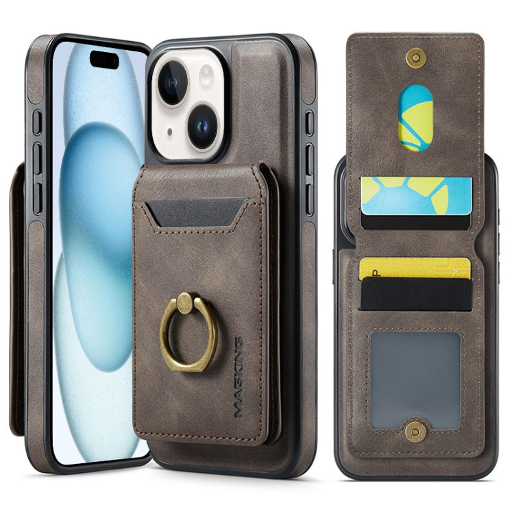 For iPhone 15 DG.MING K1 MagSafe Detachable Wallet RFID Back Cover Phone Case(Coffee) - iPhone 15 Cases by DG.MING | Online Shopping South Africa | PMC Jewellery | Buy Now Pay Later Mobicred