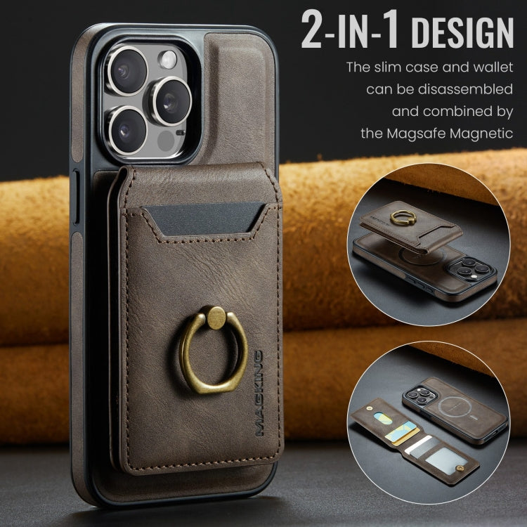 For iPhone 15 DG.MING K1 MagSafe Detachable Wallet RFID Back Cover Phone Case(Coffee) - iPhone 15 Cases by DG.MING | Online Shopping South Africa | PMC Jewellery | Buy Now Pay Later Mobicred