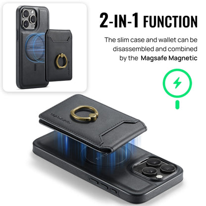 For iPhone 14 DG.MING K1 MagSafe Detachable Wallet RFID Back Cover Phone Case(Black) - iPhone 14 Cases by DG.MING | Online Shopping South Africa | PMC Jewellery | Buy Now Pay Later Mobicred