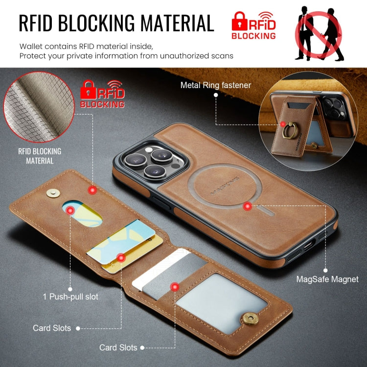 For iPhone 14 Pro Max DG.MING K1 MagSafe Detachable Wallet RFID Back Cover Phone Case(Brown) - iPhone 14 Pro Max Cases by DG.MING | Online Shopping South Africa | PMC Jewellery | Buy Now Pay Later Mobicred