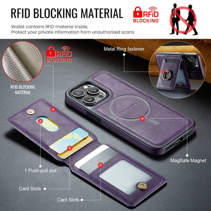 For iPhone 13 Pro DG.MING K1 MagSafe Detachable Wallet RFID Back Cover Phone Case(Purple) - iPhone 13 Pro Cases by DG.MING | Online Shopping South Africa | PMC Jewellery | Buy Now Pay Later Mobicred