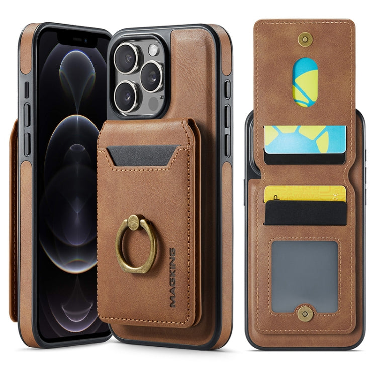 For iPhone 12 Pro Max DG.MING K1 MagSafe Detachable Wallet RFID Back Cover Phone Case(Brown) - iPhone 12 Pro Max Cases by DG.MING | Online Shopping South Africa | PMC Jewellery | Buy Now Pay Later Mobicred