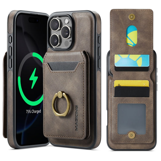 For iPhone 16 Pro DG.MING K1 MagSafe Detachable Wallet RFID Back Cover Phone Case(Coffee) - iPhone 16 Pro Cases by DG.MING | Online Shopping South Africa | PMC Jewellery | Buy Now Pay Later Mobicred