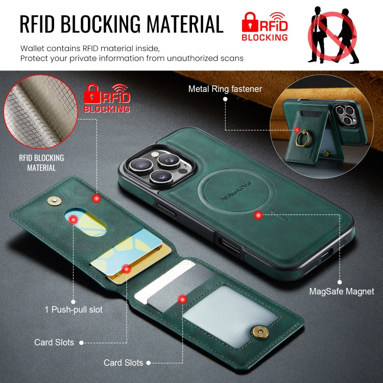 For iPhone 16 Pro DG.MING K1 MagSafe Detachable Wallet RFID Back Cover Phone Case(Green) - iPhone 16 Pro Cases by DG.MING | Online Shopping South Africa | PMC Jewellery | Buy Now Pay Later Mobicred