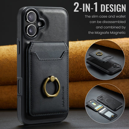 For iPhone 16 Plus DG.MING K1 MagSafe Detachable Wallet RFID Back Cover Phone Case(Black) - iPhone 16 Plus Cases by DG.MING | Online Shopping South Africa | PMC Jewellery | Buy Now Pay Later Mobicred