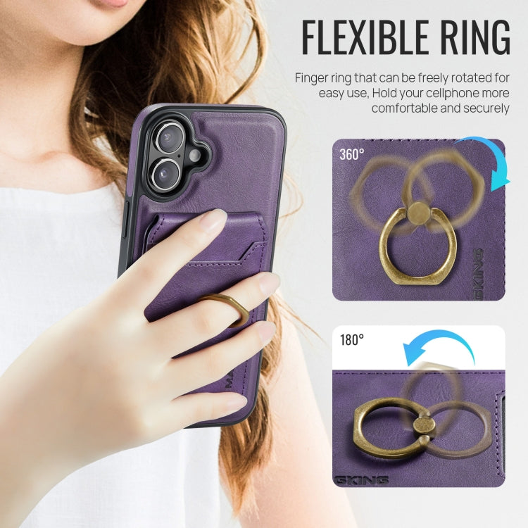 For iPhone 16 Plus DG.MING K1 MagSafe Detachable Wallet RFID Back Cover Phone Case(Purple) - iPhone 16 Plus Cases by DG.MING | Online Shopping South Africa | PMC Jewellery | Buy Now Pay Later Mobicred