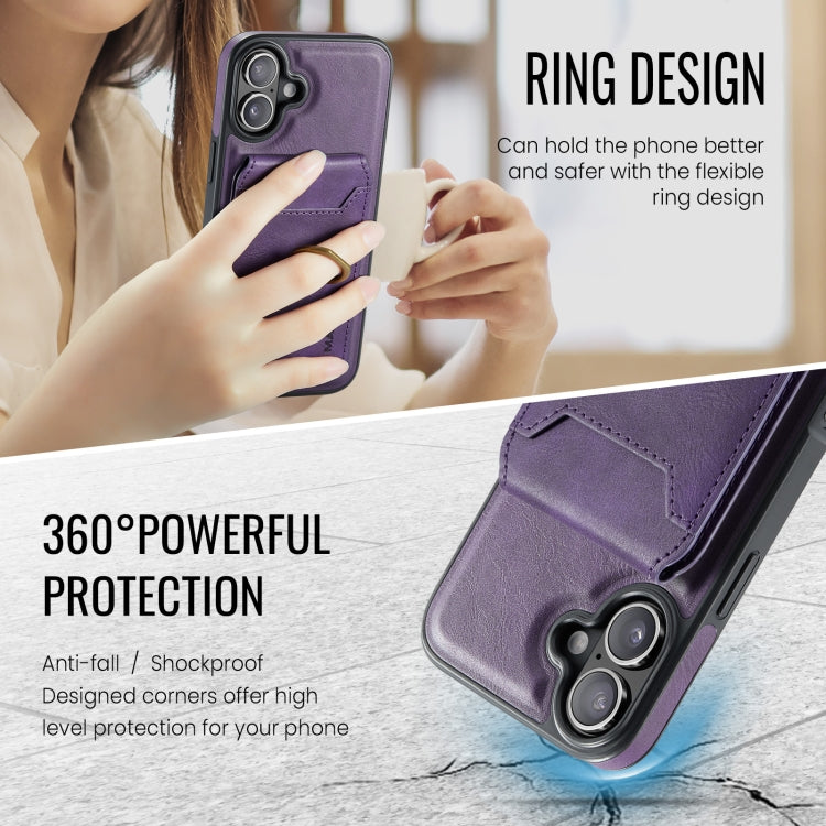 For iPhone 16 Plus DG.MING K1 MagSafe Detachable Wallet RFID Back Cover Phone Case(Purple) - iPhone 16 Plus Cases by DG.MING | Online Shopping South Africa | PMC Jewellery | Buy Now Pay Later Mobicred