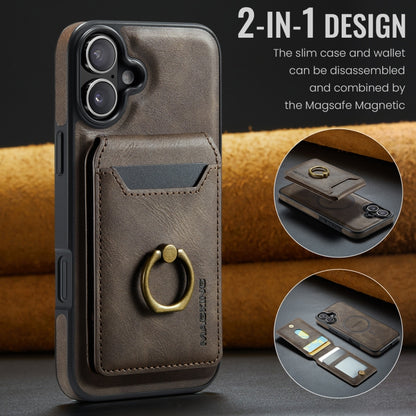 For iPhone 16 DG.MING K1 MagSafe Detachable Wallet RFID Back Cover Phone Case(Coffee) - iPhone 16 Cases by DG.MING | Online Shopping South Africa | PMC Jewellery | Buy Now Pay Later Mobicred